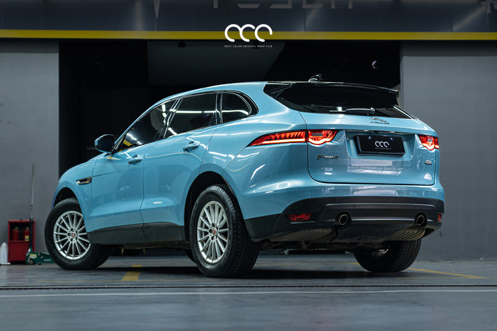 MC Films Frozen Blue Car Wrap Vinyl Jaguar F Pace Rear