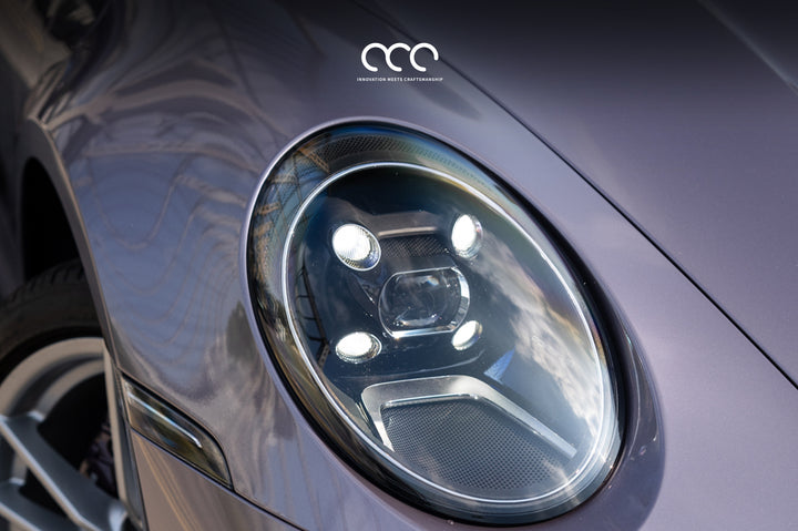 MC Films Glowing Amethyst Car Wrap Vinyl Porsche 911 Side Headlight