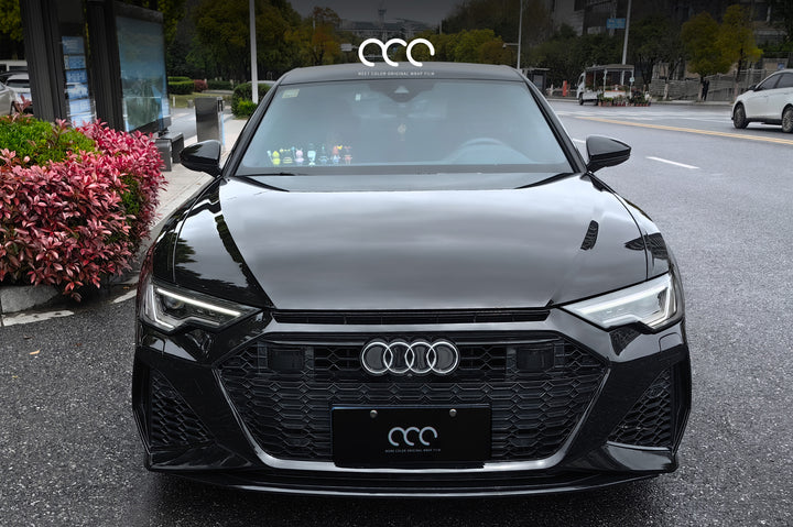 MC Films Jet Black Car Wrap Audi A6 Front End