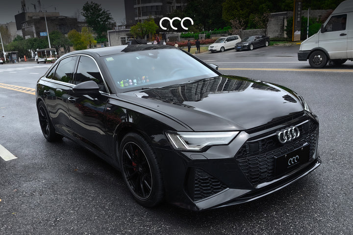 MC Films Jet Black Car Wrap Audi A6 Front Quarter