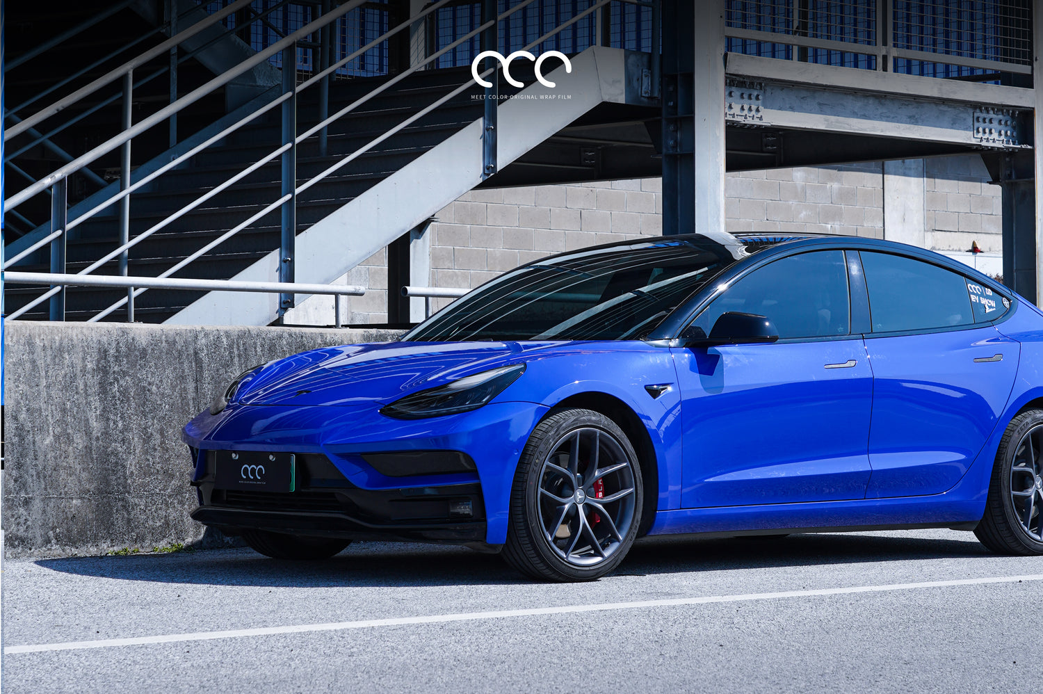 MC Films Morocco Blue Car Wrap Vinyl Tesla